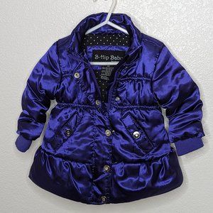 Me Jane "B-Hip Baby" Puffer Zip-Up/Snap Purple Coat (18m)